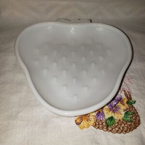 Vintage Hazel Atlas Milk Glass Strawberry Dish. 1950
